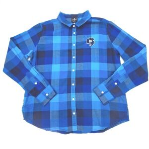 Notre Dame Shirt Womens Medium Blue Plaid Flannel Colosseum NCAA Fighting Irish